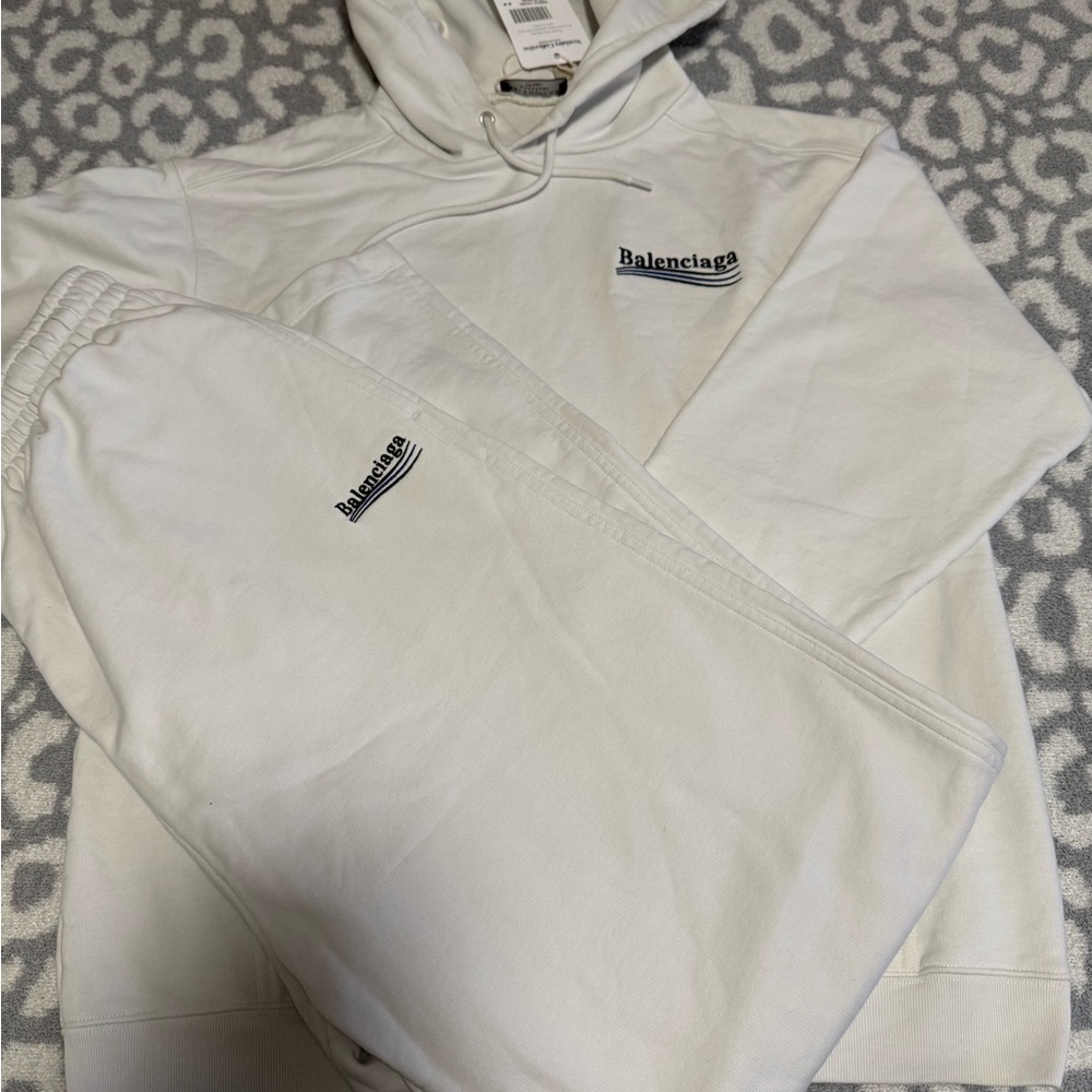 Balenciaga Off White Sweatpants and Hoodie